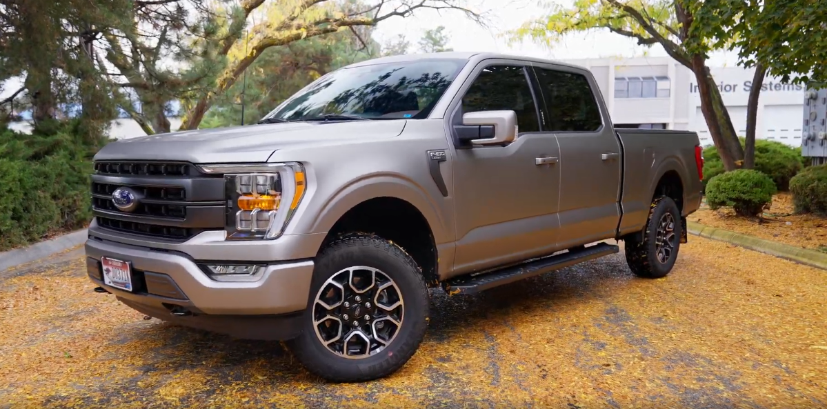 Ford F-150 pickup wrapped in a matte color change film